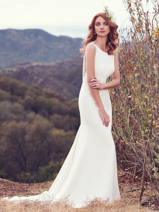 Evangelina (7MC923) Simple Satin Wedding Dress By Maggie Sottero