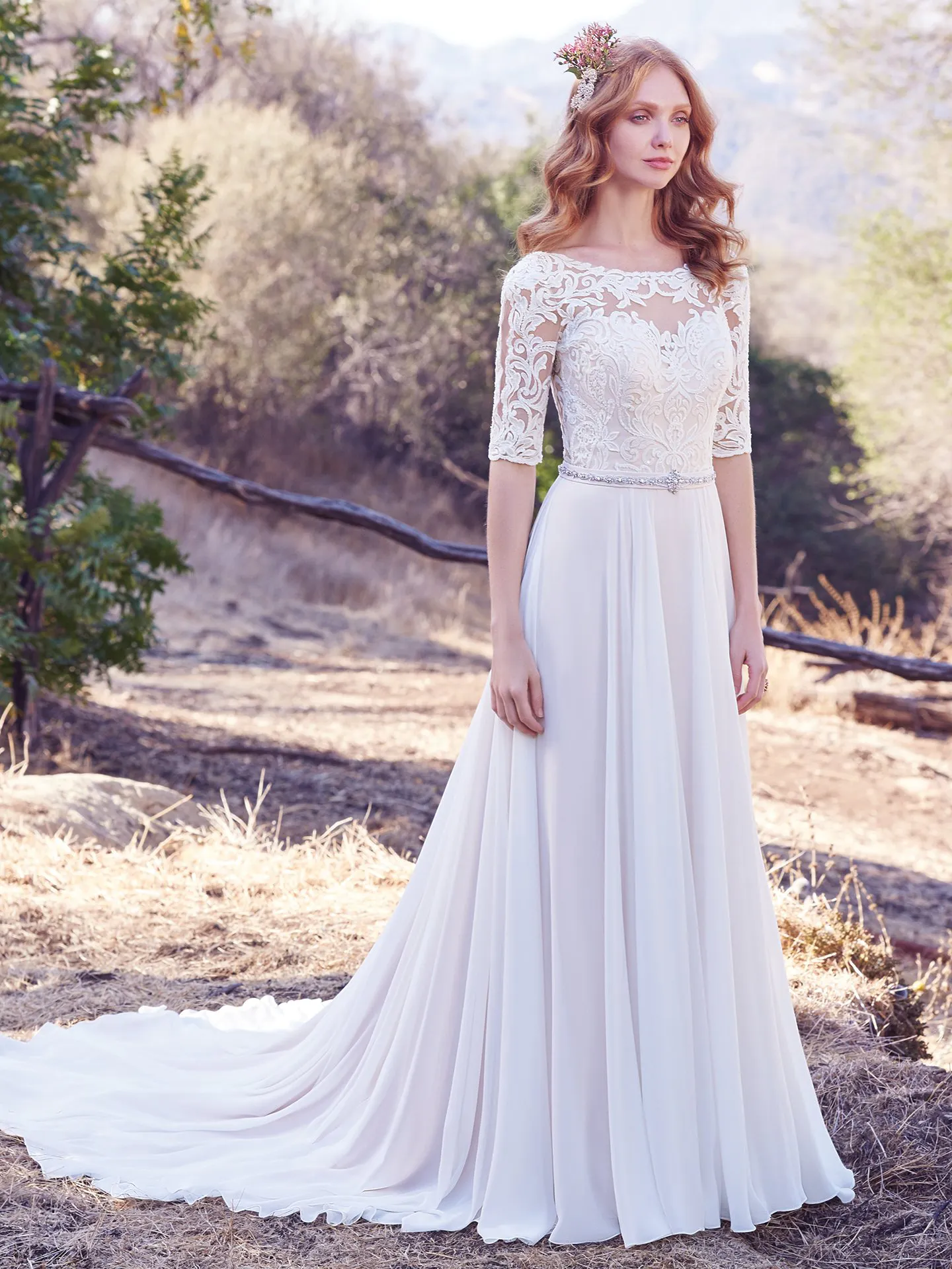 Darcy  Chiffon Boho Wedding Dress by Maggie Sottero