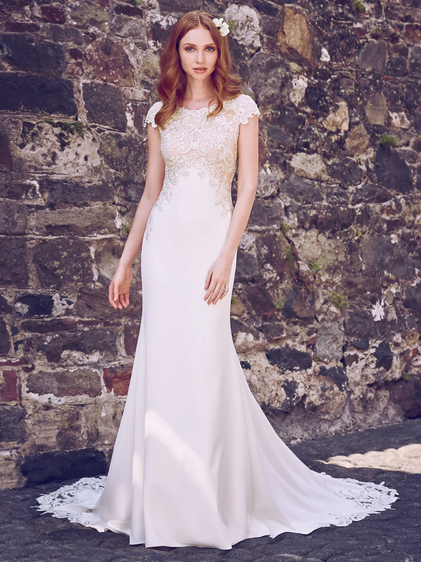 Odette Marie  Simple Modest Crepe Wedding Dress by Maggie Sottero