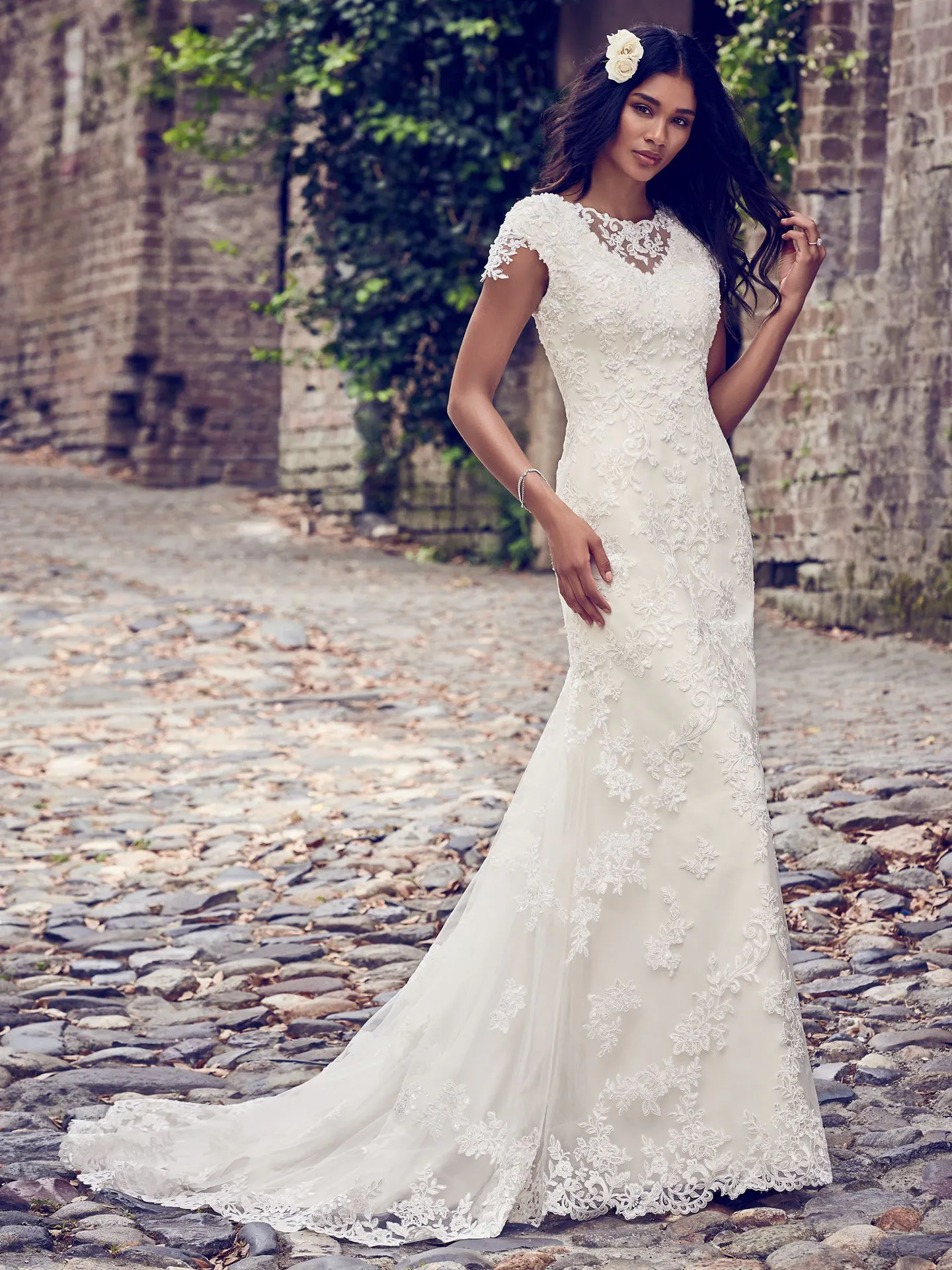 Stacey  Lace Boho Wedding Dress by Maggie Sottero