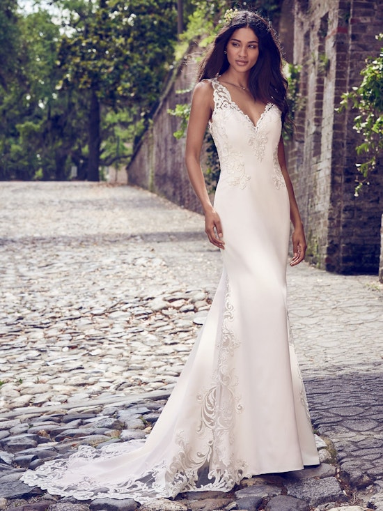 Veronica (8MC469) Simple Crepe Wedding Dress by Maggie Sottero