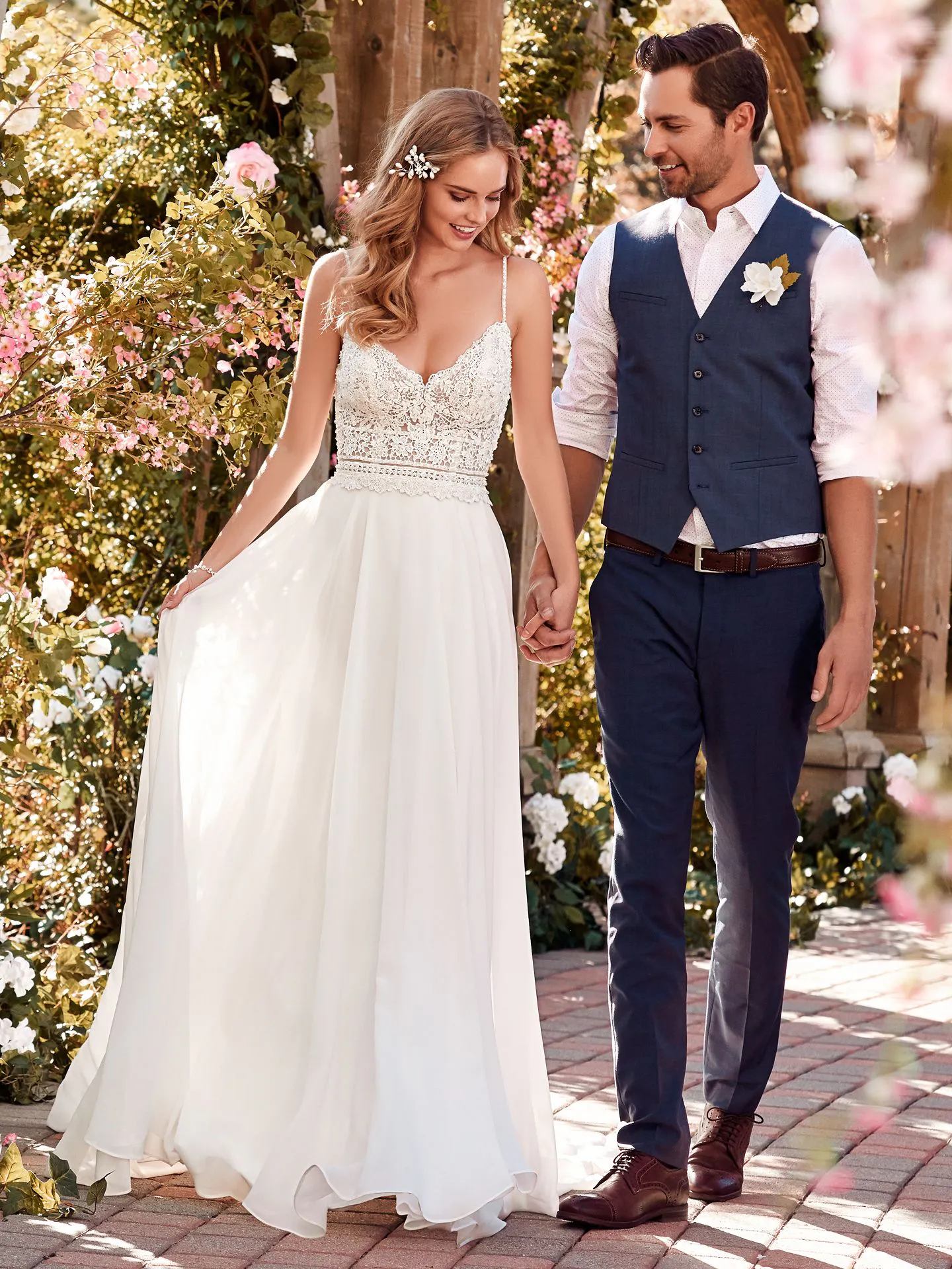 Juniper  Chiffon Boho Wedding Dress by Rebecca Ingram