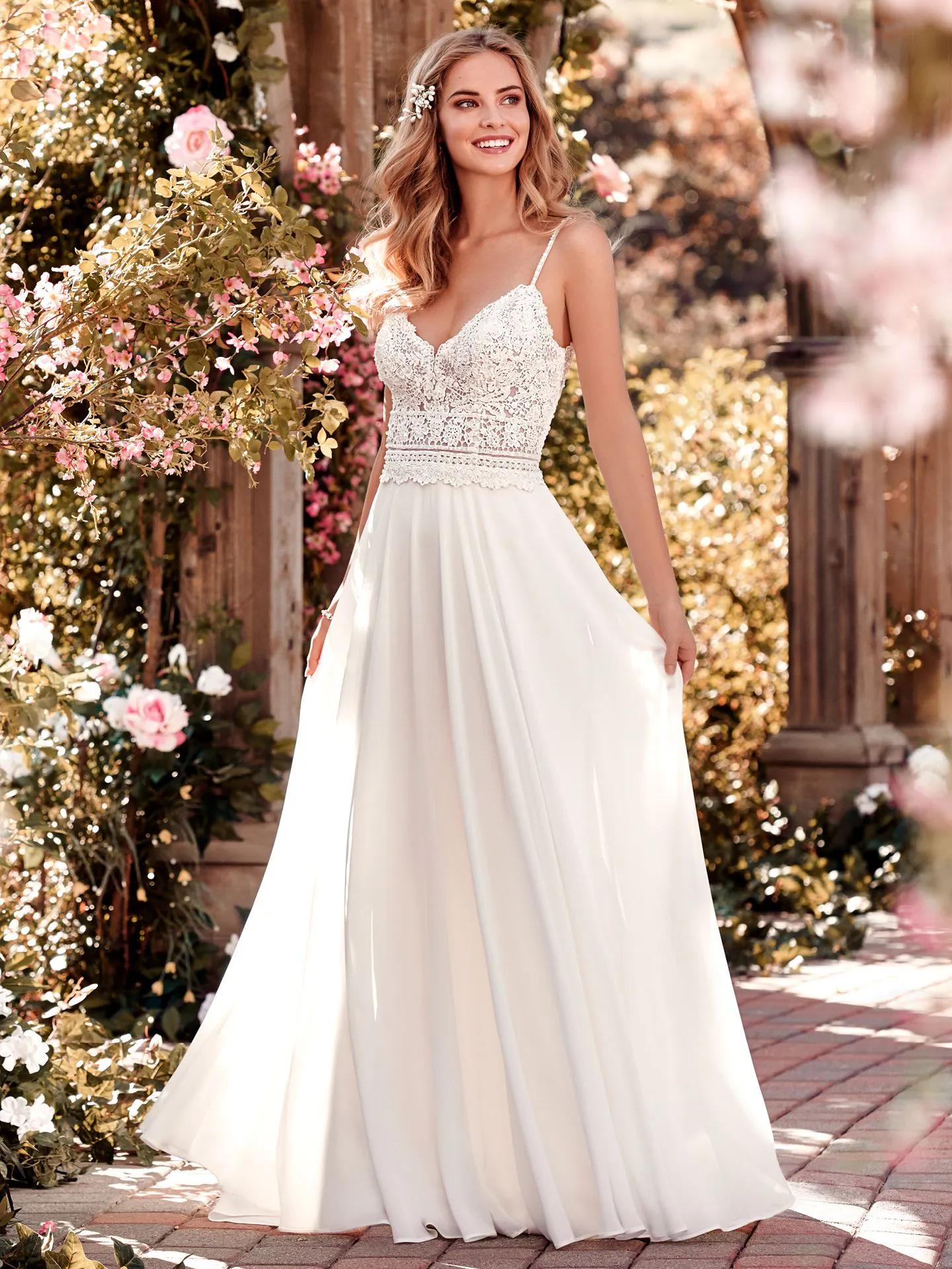 Juniper  Chiffon Boho Wedding Dress by Rebecca Ingram