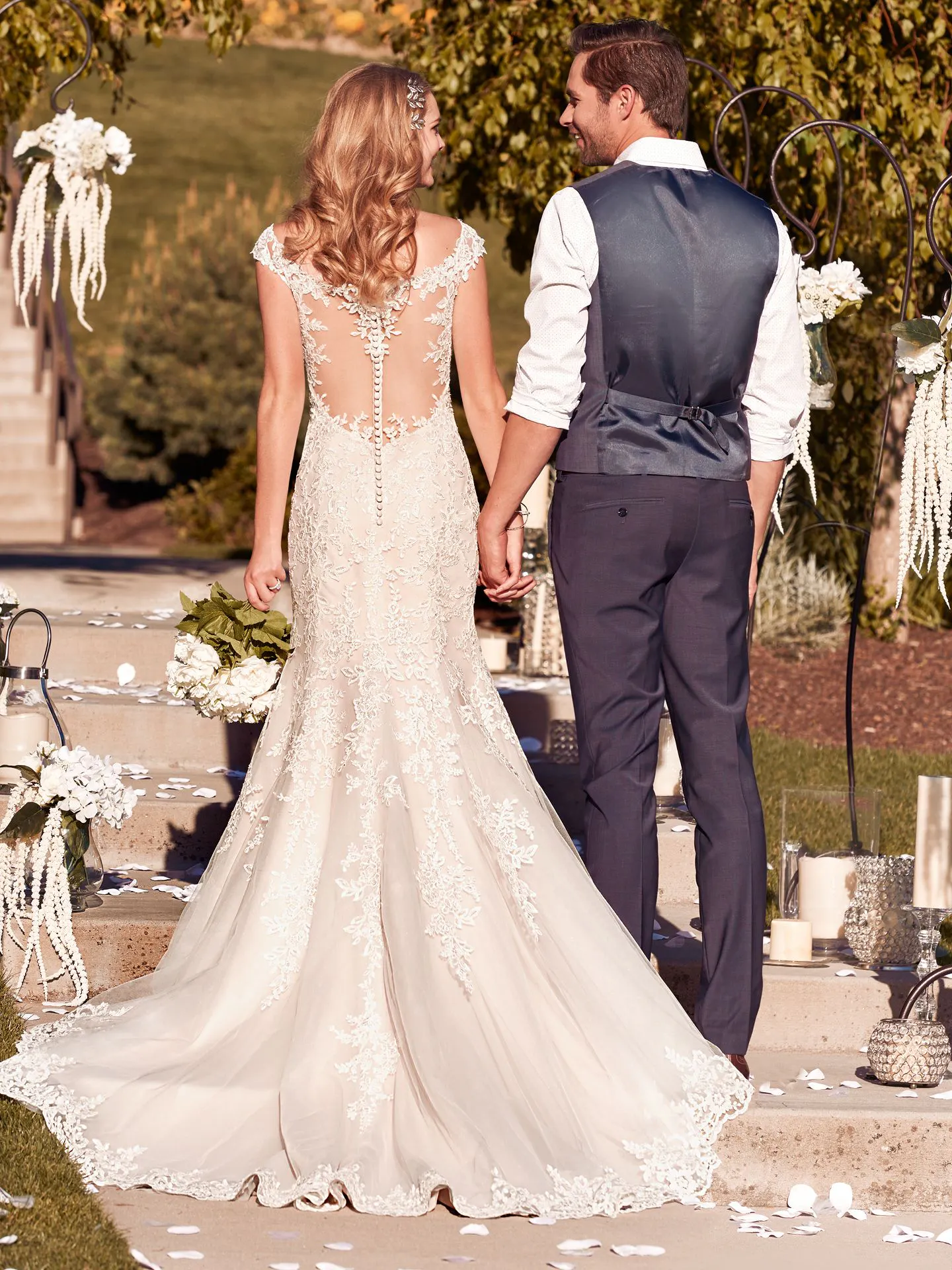 Nancy  Rustic Lace Wedding Dress by Rebecca Ingram