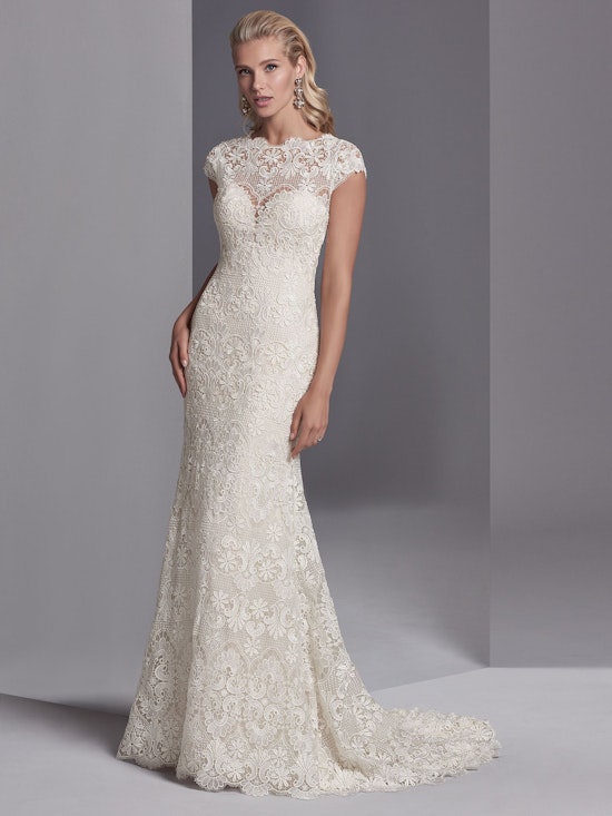 Zayn Rose (8SC572) Cap Sleeve Lace Wedding Dress by Sottero and Midgley 