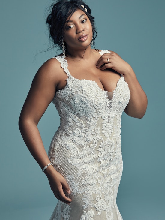 Abbie Lynette (Curve) (CRV-8MC739AC) Plus Size Vintage Lace Wedding Dress by Maggie Sottero