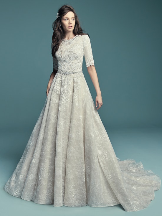 Annabella Marie (8MC709) Plus Size Vintage lace Wedding Dress by Maggie Sottero