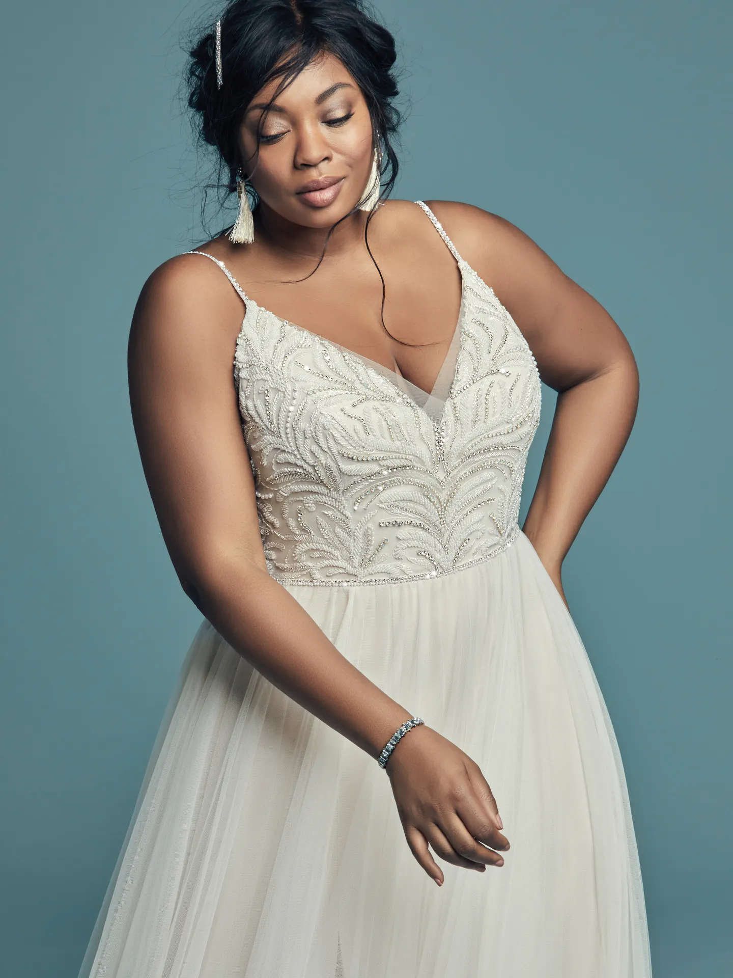 Charlene Lynette Plus Size Tulle Boho Wedding Dress by Maggie Sottero