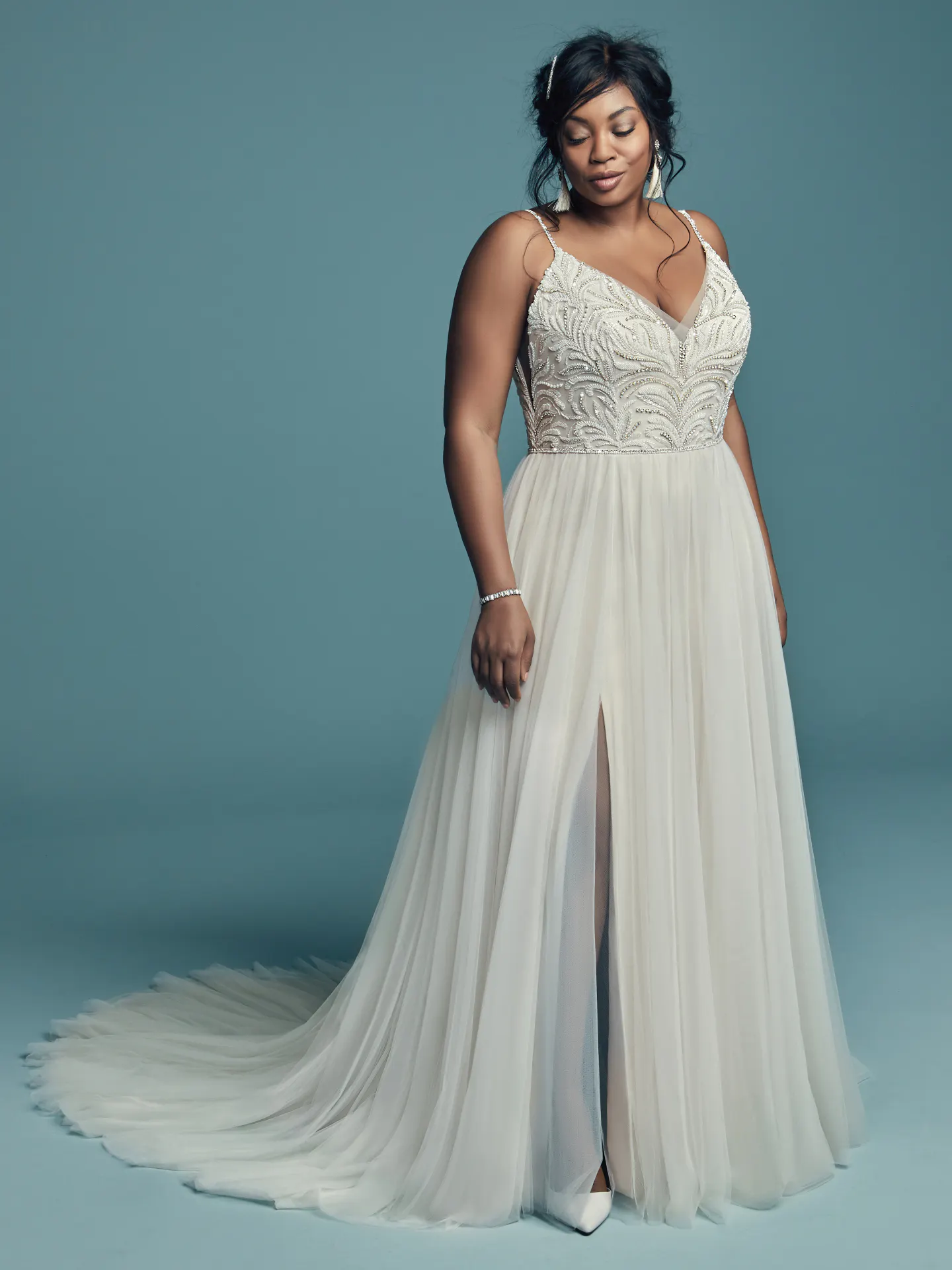 Charlene Lynette Plus Size Tulle Boho Wedding Dress by Maggie Sottero