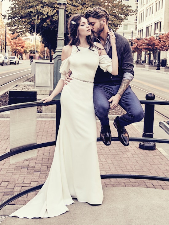 Claudia (8MC657) Simple Crepe Wedding Dress by Maggie Sottero