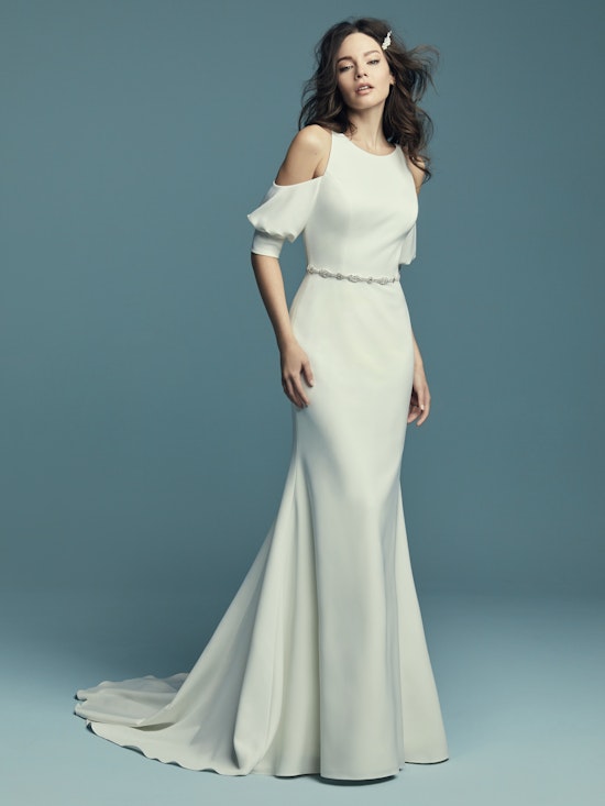 Claudia (8MC657) Simple Crepe Wedding Dress by Maggie Sottero