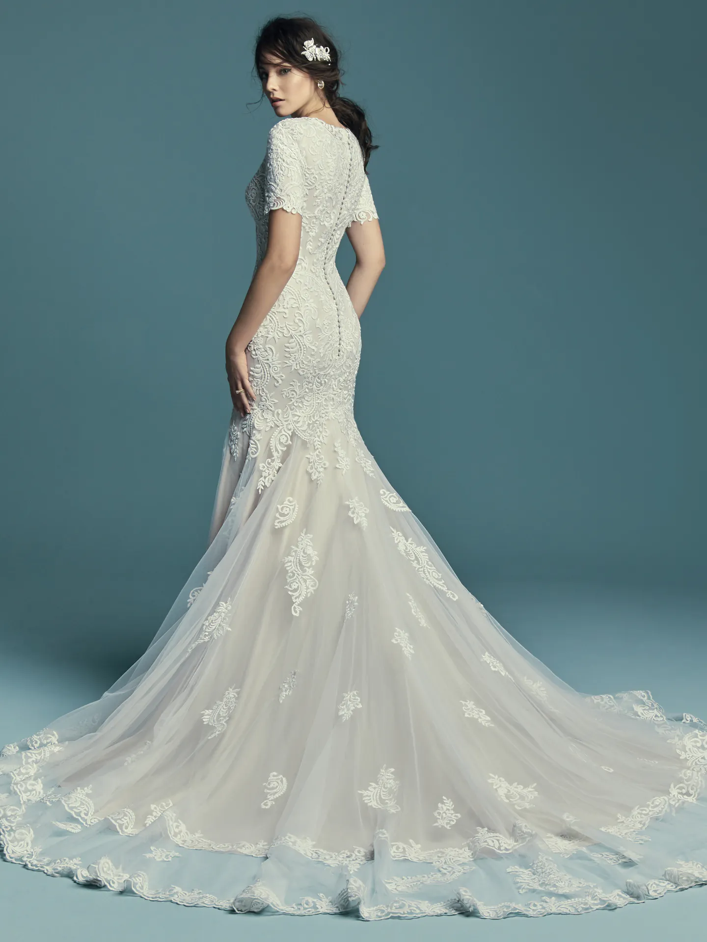 Della Marie  Modest Vintage lace Wedding Dress by Maggie Sottero