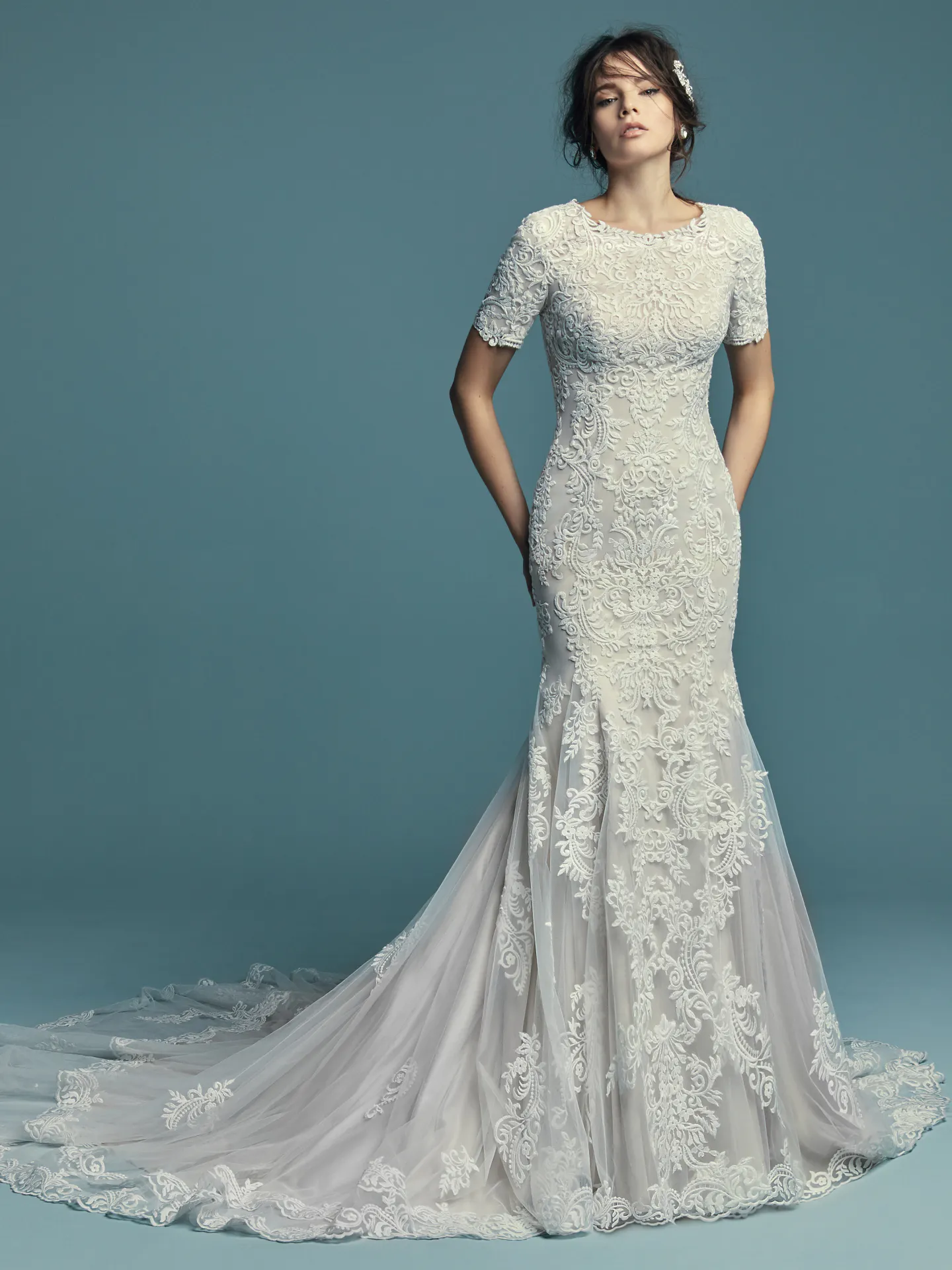 Della Marie  Modest Vintage lace Wedding Dress by Maggie Sottero