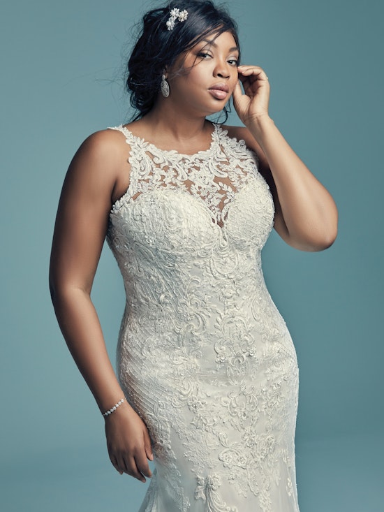 Kendall Lynette (Curve) (CRV-8MC749AC) Plus Size Lace Wedding Dress by Maggie Sottero