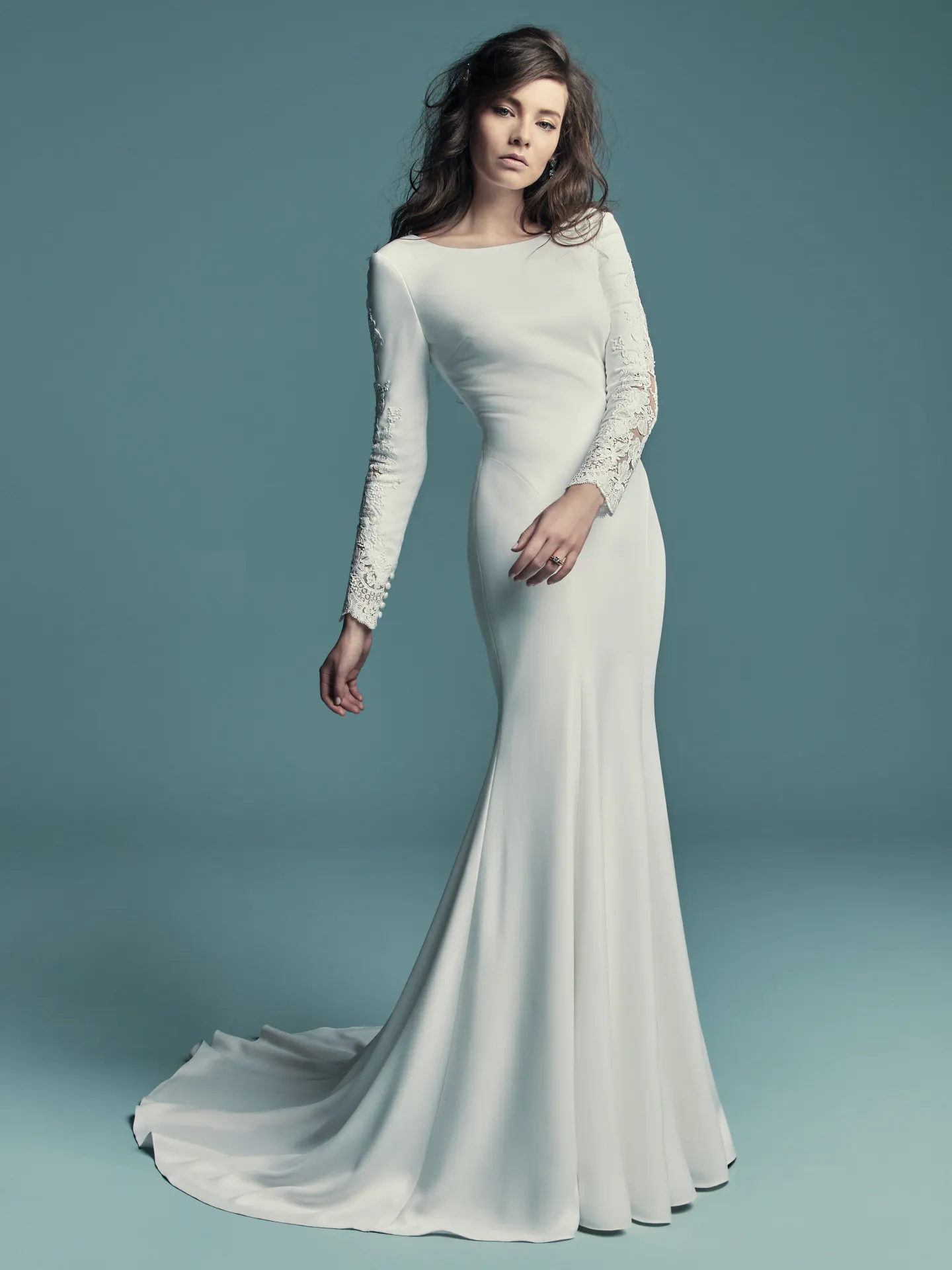 Olyssia  Simple Long Sleeved Wedding Dress by Maggie Sottero