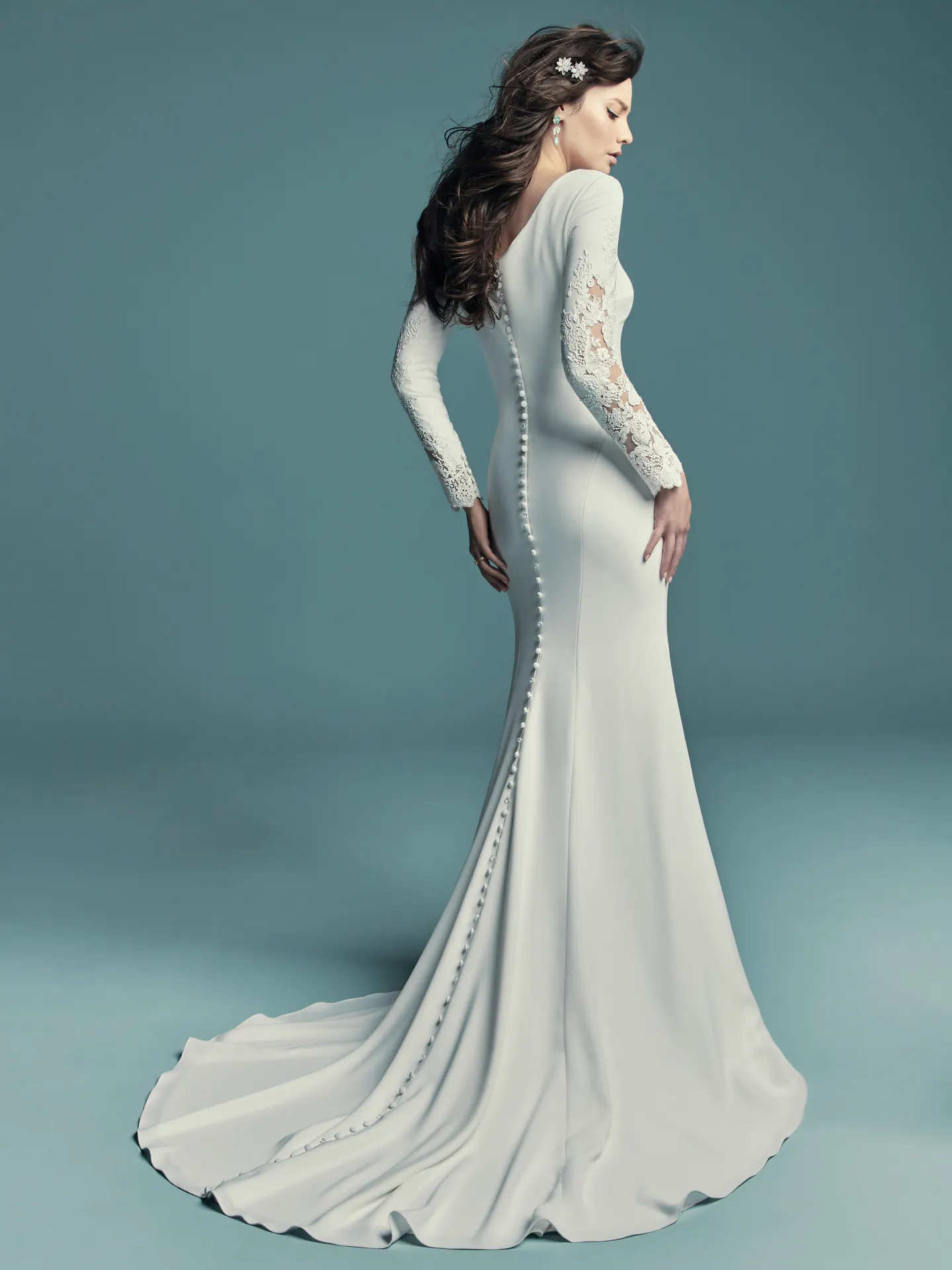 Olyssia  Simple Long Sleeved Wedding Dress by Maggie Sottero