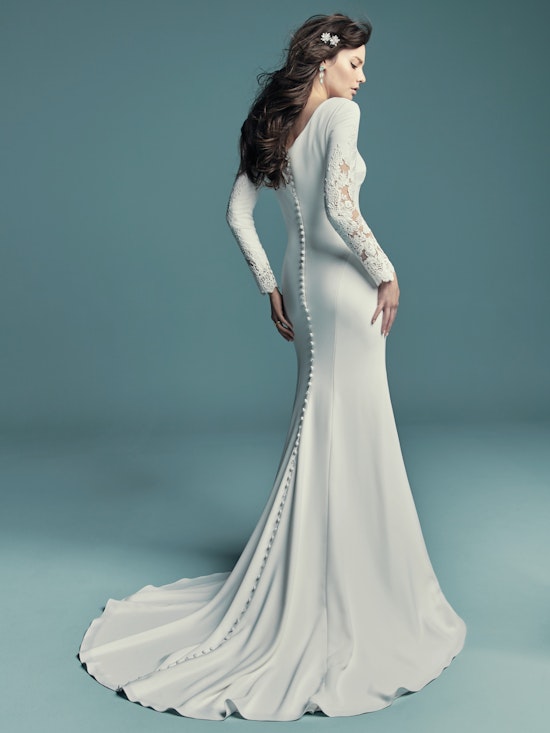Olyssia (8MW678) Simple Long Sleeved Wedding Dress by Maggie Sottero