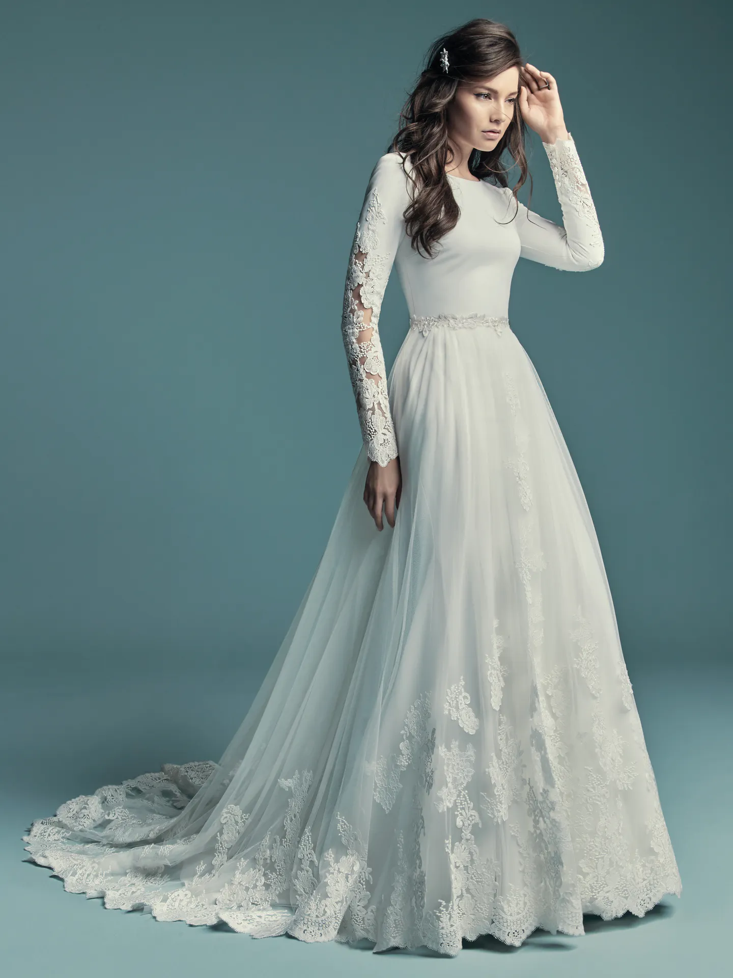 Olyssia  Simple Long Sleeved Wedding Dress by Maggie Sottero