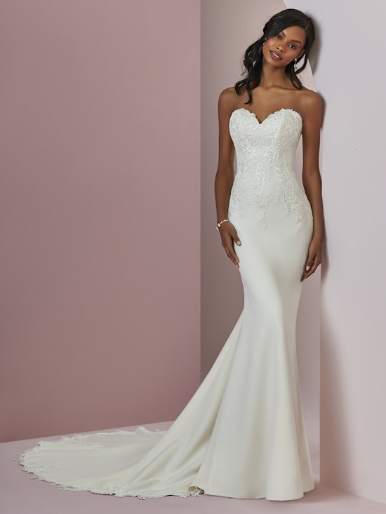 Billie (8RC710) Simple Crepe Wedding Dress by Rebecca Ingram