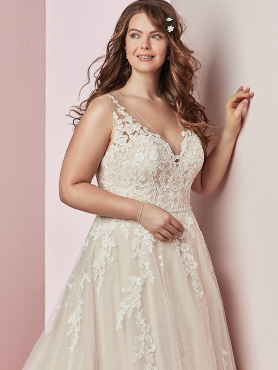 Camille Anne (Curve) (CRV-8RC691AC) Plus Size Lace Wedding Dress by Rebecca Ingram