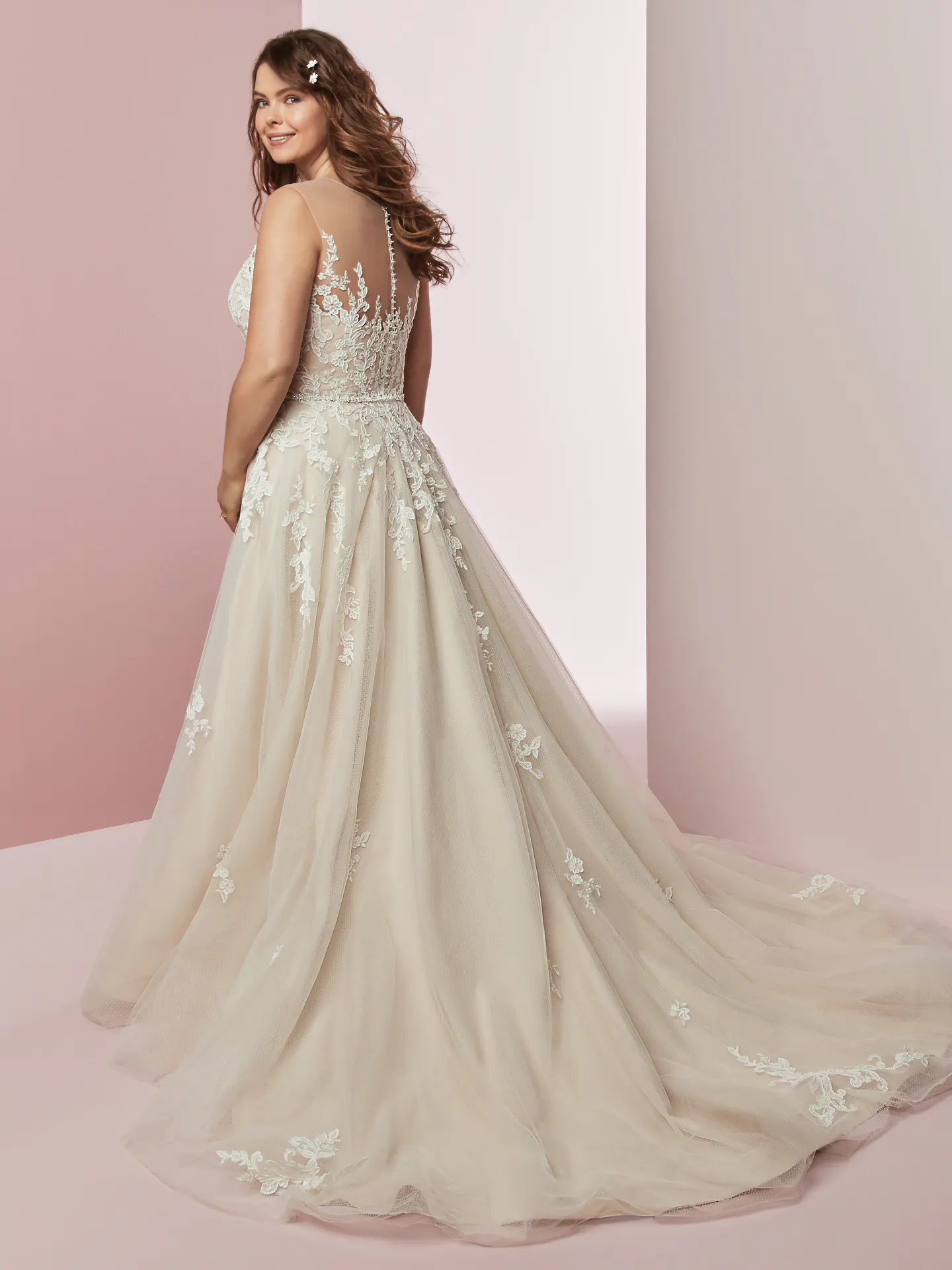 Camille Anne   Plus Size Lace Wedding Dress by Rebecca Ingram