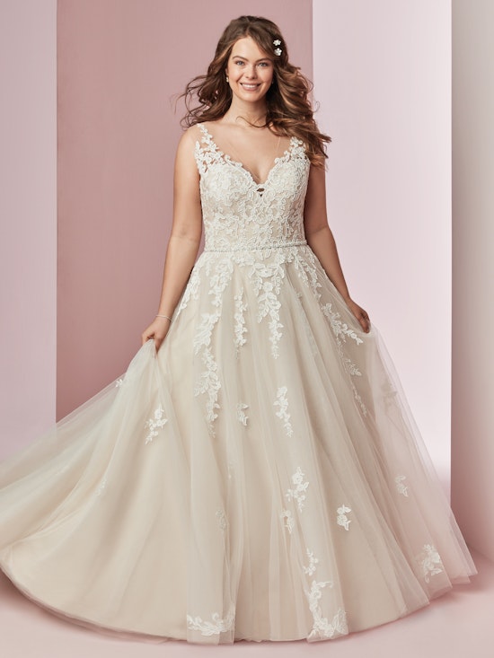 Camille Anne (Curve) (CRV-8RC691AC) Plus Size Lace Wedding Dress by Rebecca Ingram