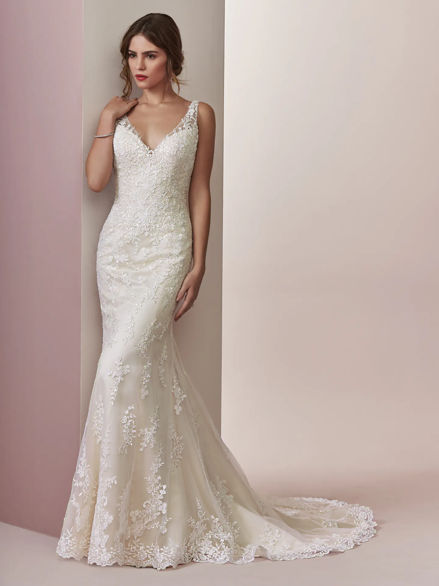 Elora  Rustic Lace Wedding Dress by Rebecca Ingram