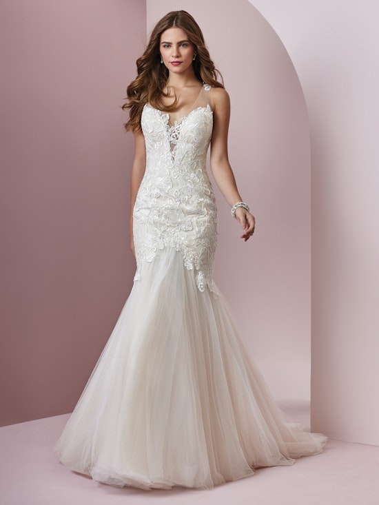 Mary (8RS715) Lace Boho Wedding Dress by Rebecca Ingram