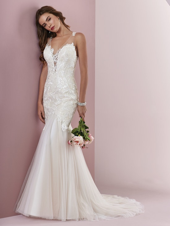 Mary (8RS715) Lace Boho Wedding Dress by Rebecca Ingram