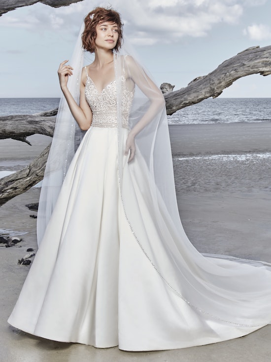 Saylor (8SW759) Satin Ballgown Wedding Dress by Maggie Sottero