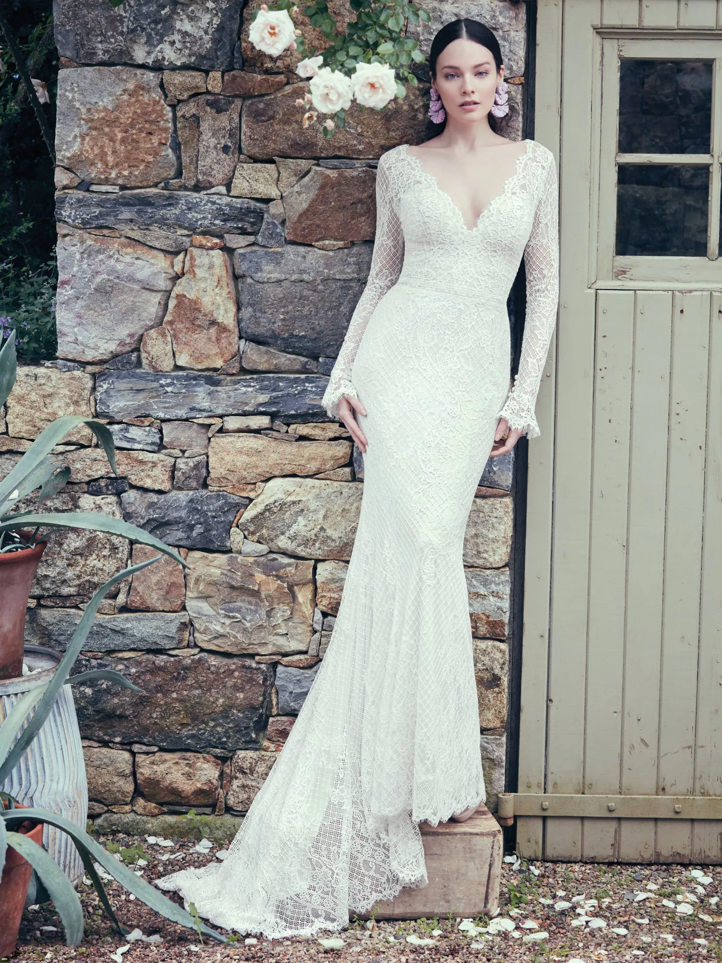 Antonia Long Sleeved Lace Boho Wedding Dress by Maggie Sottero
