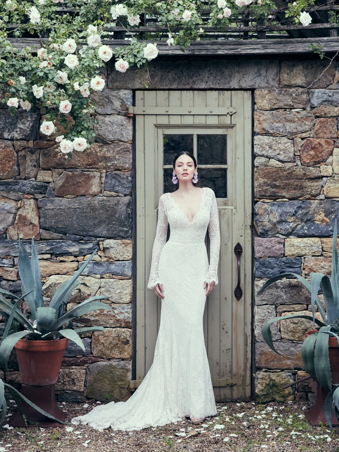 Antonia Long Sleeved Lace Boho Wedding Dress by Maggie Sottero