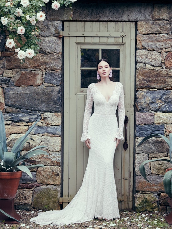 Antonia (9MW021) Long Sleeved Lace Boho Wedding Dress by Maggie Sottero