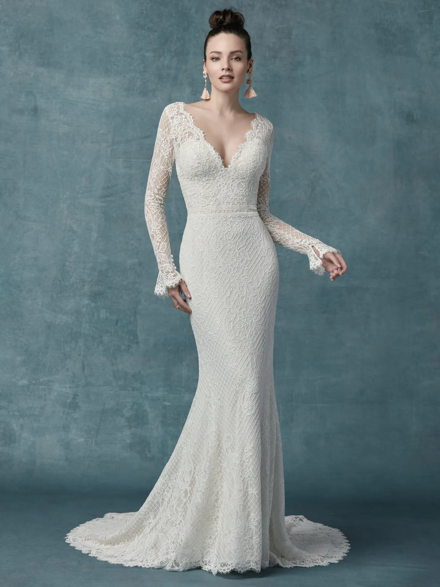 Antonia Long Sleeved Lace Boho Wedding Dress by Maggie Sottero