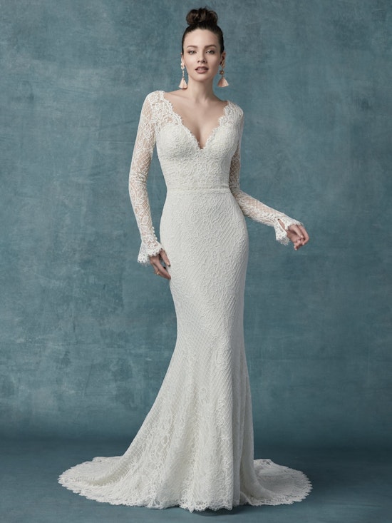 Antonia (9MW021) Long Sleeved Lace Boho Wedding Dress by Maggie Sottero