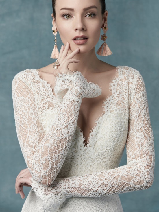 Antonia (9MW021) Long Sleeved Lace Boho Wedding Dress by Maggie Sottero