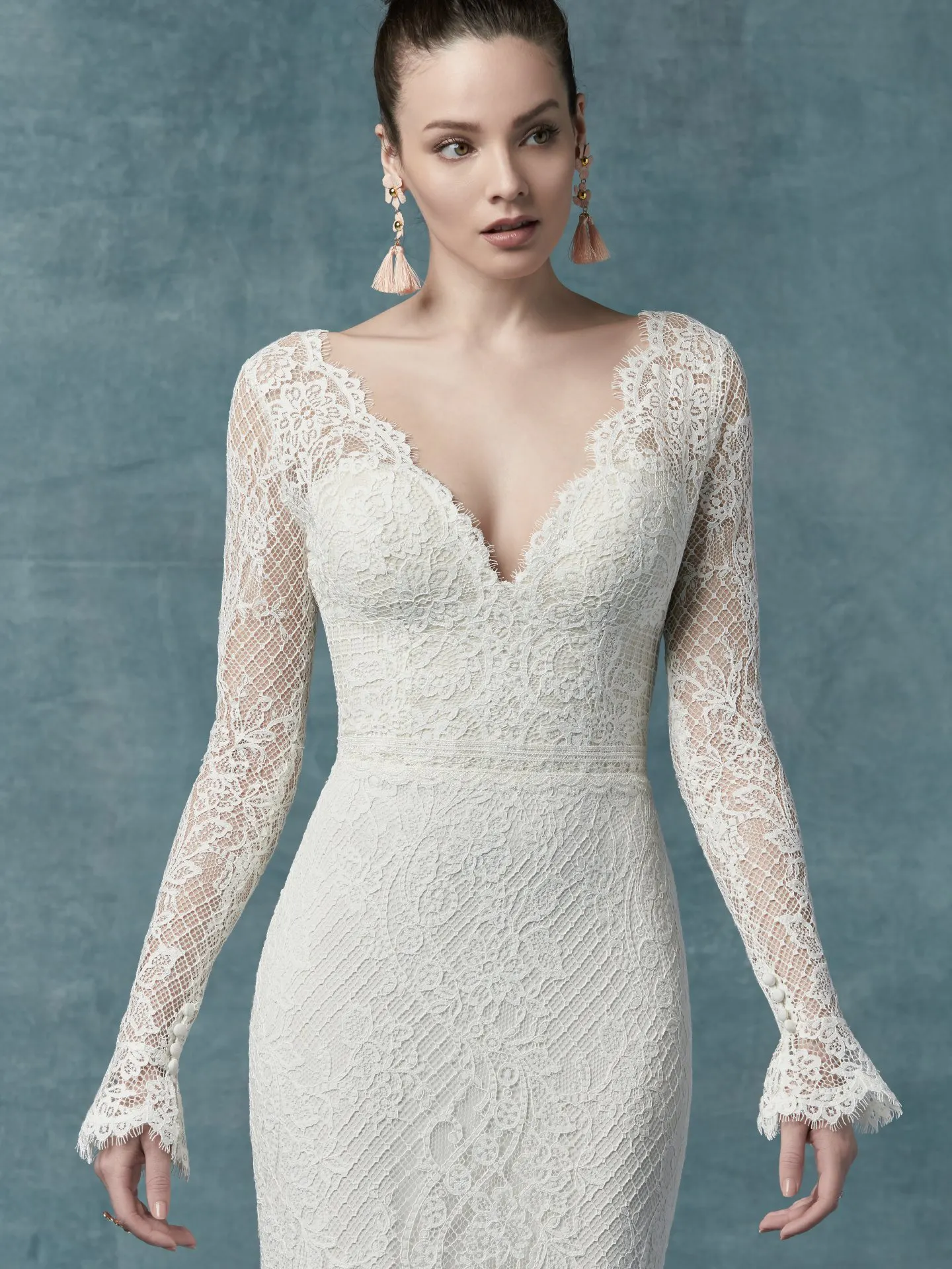 Antonia Long Sleeved Lace Boho Wedding Dress by Maggie Sottero