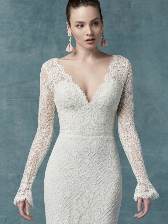 Antonia (9MW021) Long Sleeved Lace Boho Wedding Dress by Maggie Sottero