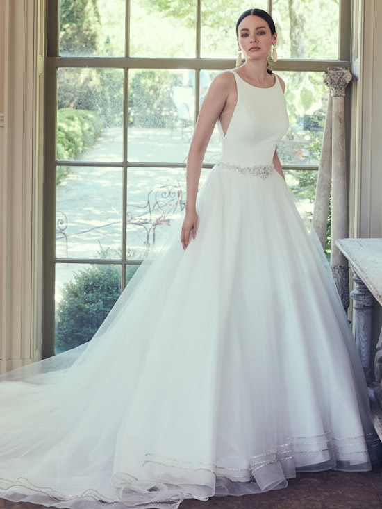 Aralyn (9MC125) Simple Ballgown Wedding Dress by Maggie Sottero
