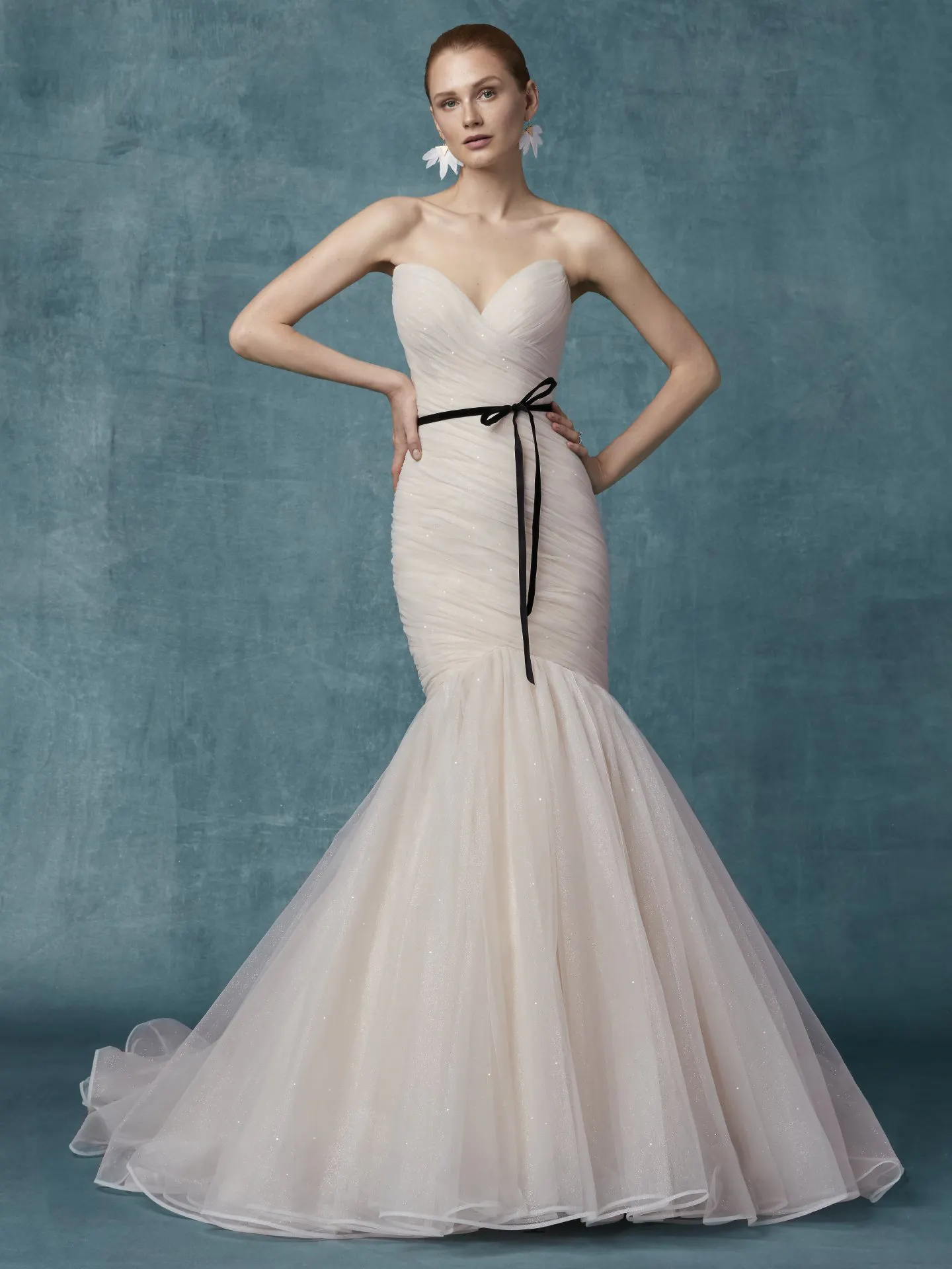 Camden  Simple Blush with Black Accent Wedding Dress by Maggie Sottero