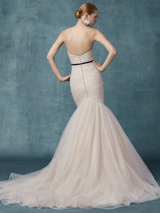 Camden (9MS108) Simple Blush with Black Accent Wedding Dress by Maggie Sottero