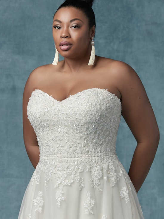 Dorthea (Curve) (CRV-9MN032ZU) Plus Size Unique Lace A Line Wedding Dress by Maggie Sottero