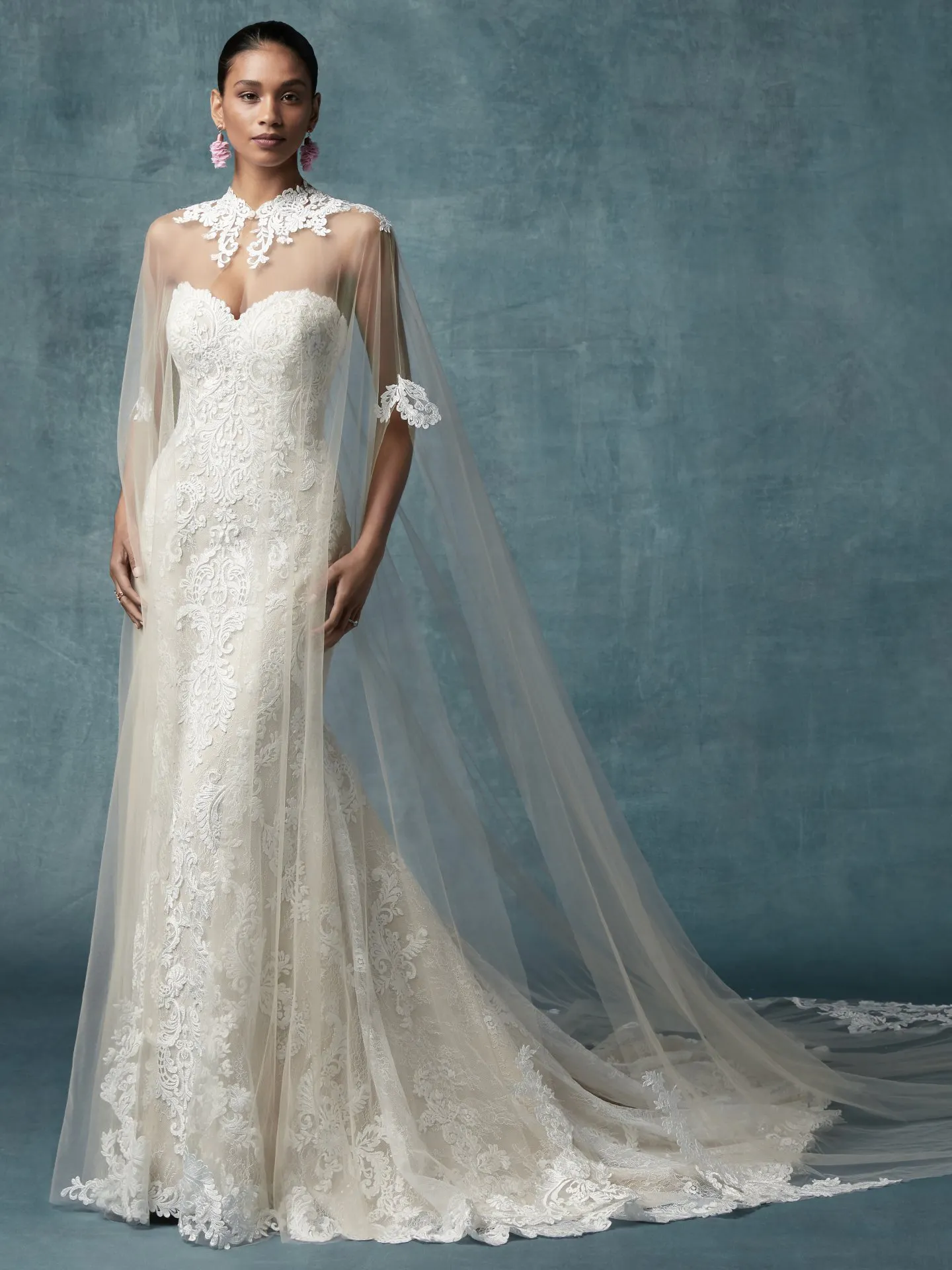 England Dawn  Lace Wedding Dress with Cape by Maggie Sottero