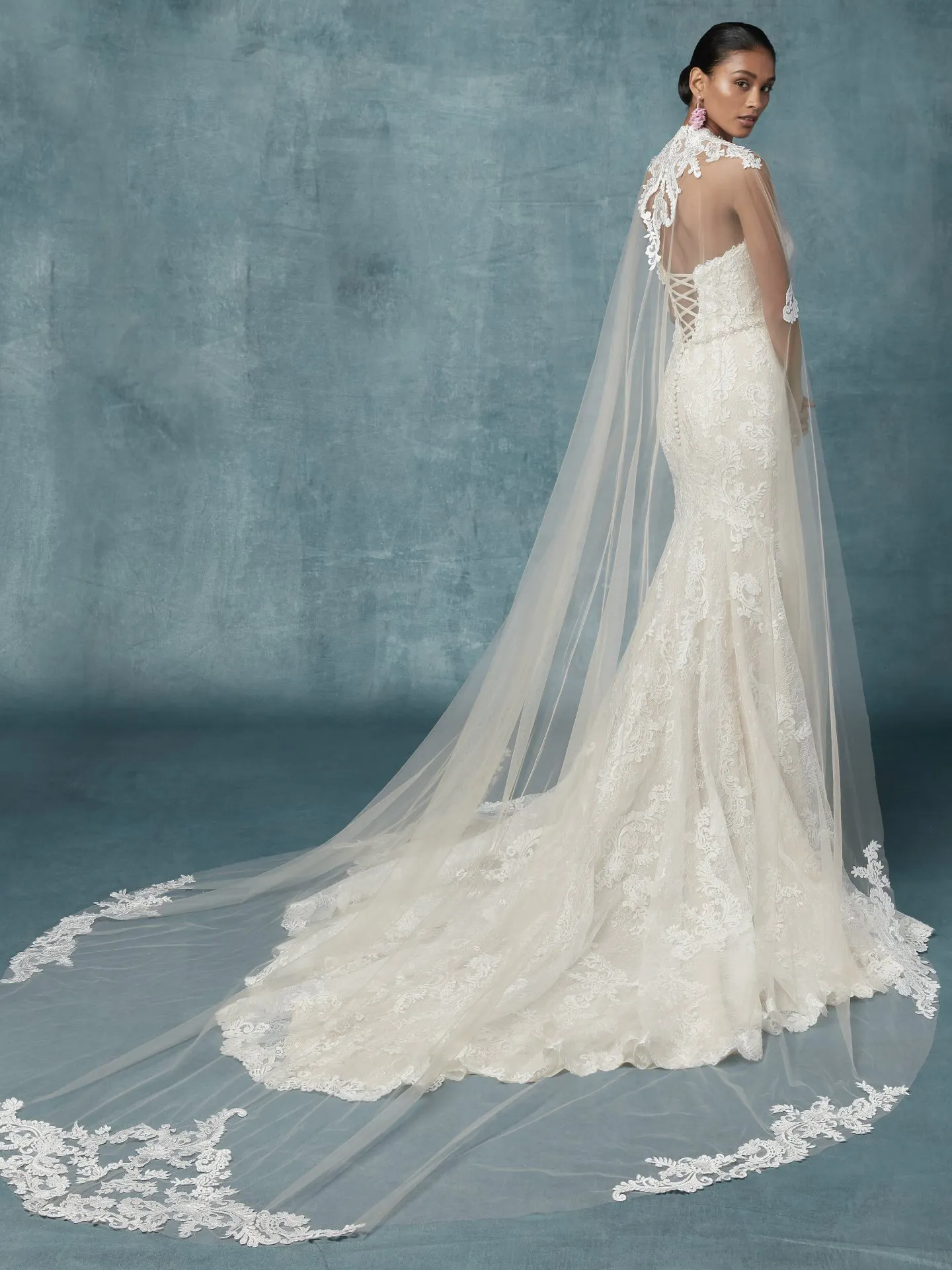 England Dawn  Lace Wedding Dress with Cape by Maggie Sottero