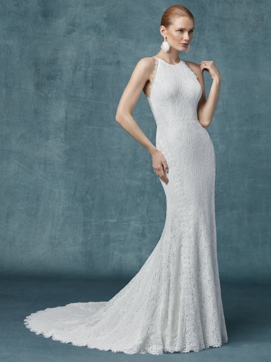 Fairbanks (9MW128) Blush Halter Neckline Boho Wedding Dress by Maggie Sottero