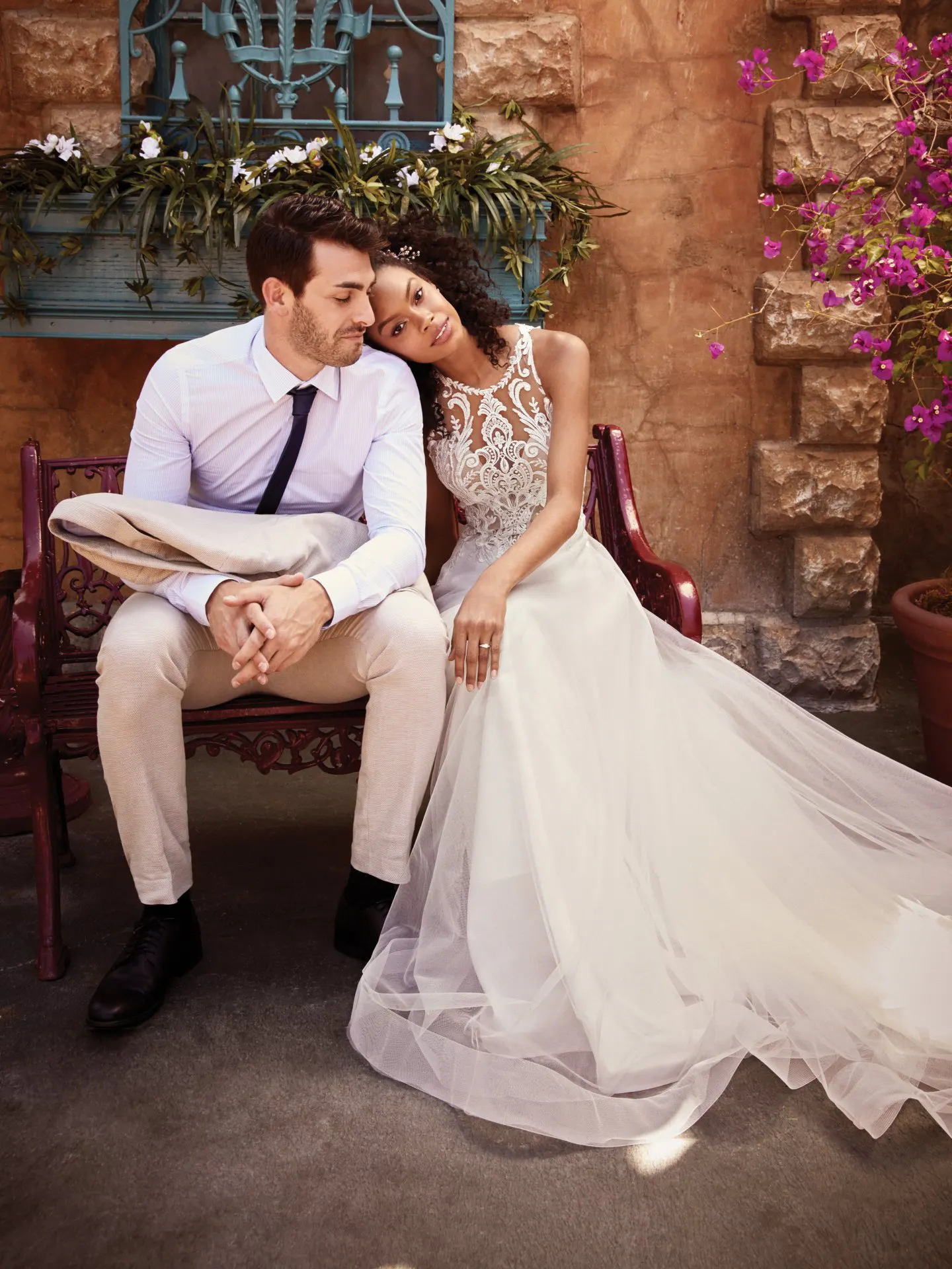 Ardelle Illusion Lace and Tulle Boho Wedding Dress by Rebecca Ingram