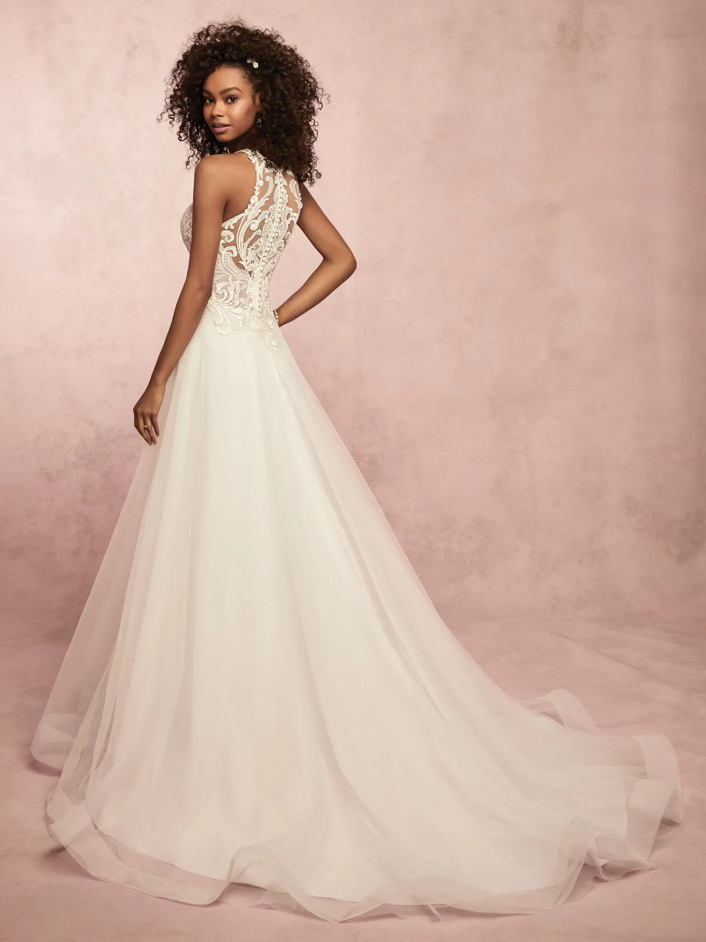 Ardelle Illusion Lace and Tulle Boho Wedding Dress by Rebecca Ingram