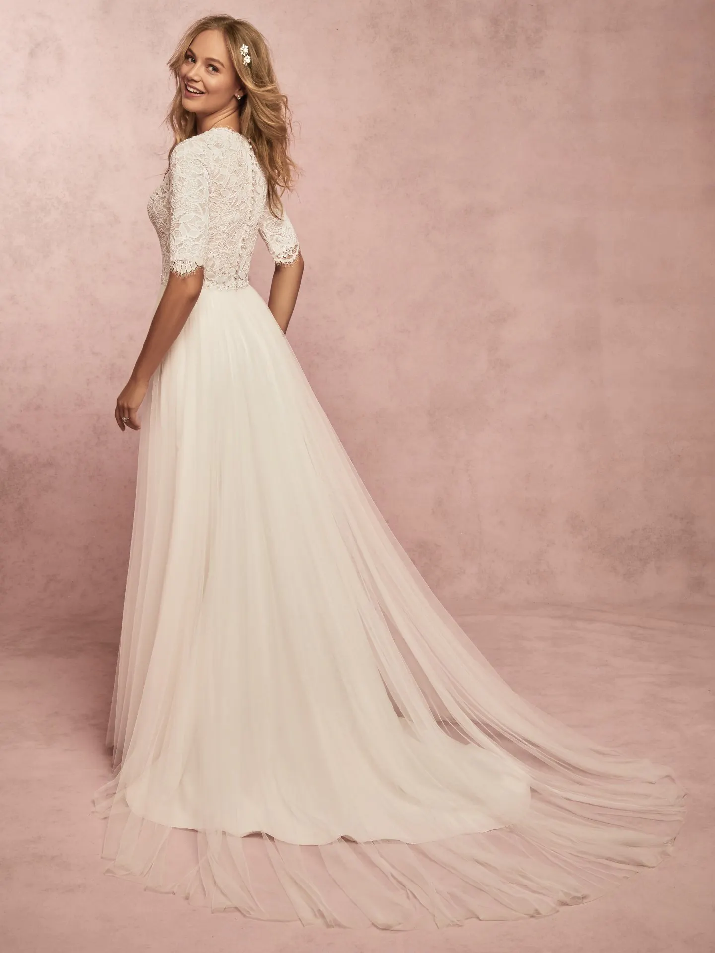 Connie Leigh  Modest Boho Wedding Dress by Rebecca Ingram