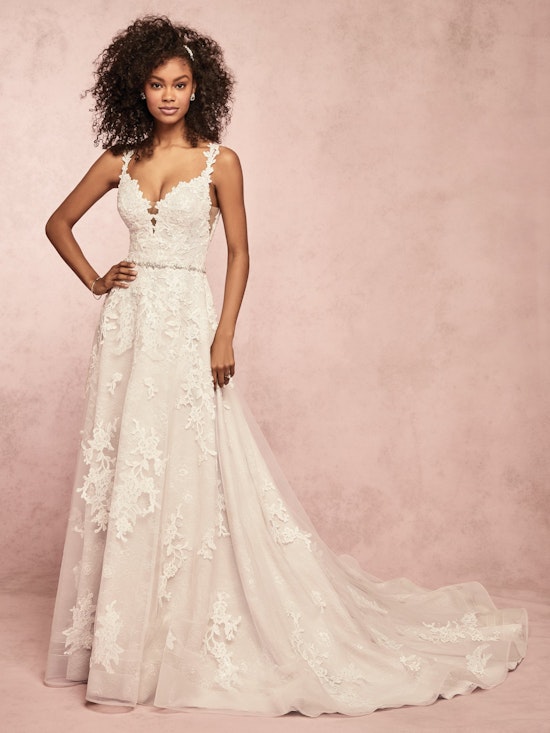 Courtney (9RC052) Blush Boho Wedding Dress by Rebecca Ingram