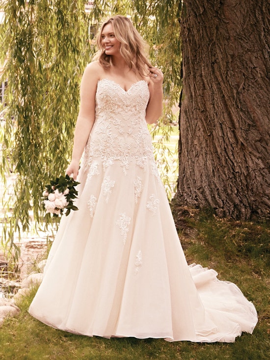 Desi (Curve) (CRV-9RN005ZU) Plus Size Corset Back Tulle Wedding Dress by Rebecca Ingram